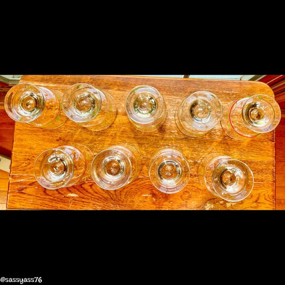 🆕VTG▪️LIBBEY▪️ARBY'S Set of 9 Holly & Berry Gold Trim Stemmed Dessert Glasses - Picture 6 of 6